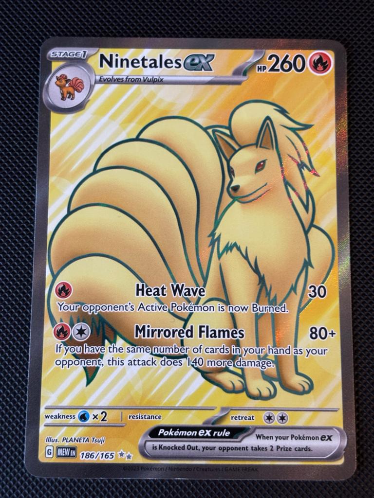 Ninetales ex 186/165 Pokemon kaart, Ophalen, Zo goed als nieuw, Losse kaart