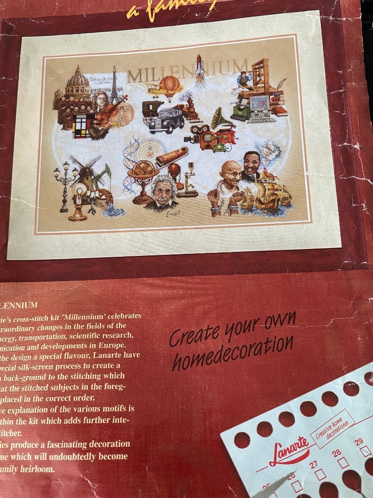 BORDUURPAKKET LANARTE MILLENNIUM COLLECTORS ITEM  AFBORDUUR, Hobby en Vrije tijd, Ophalen of Verzenden, Zo goed als nieuw, Handborduren