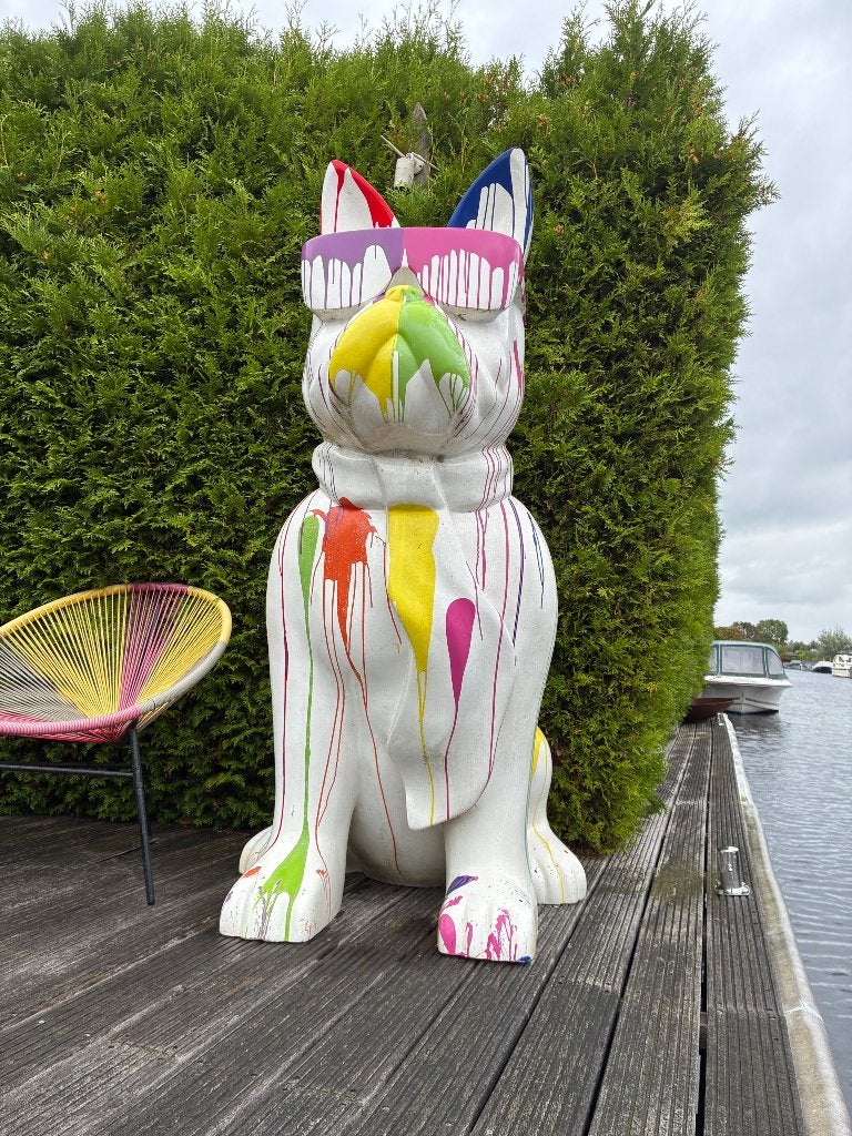 XXL Bulldog 190 cm white trash design, Antiek en Kunst, Ophalen, Art deco, Beeld, Europa