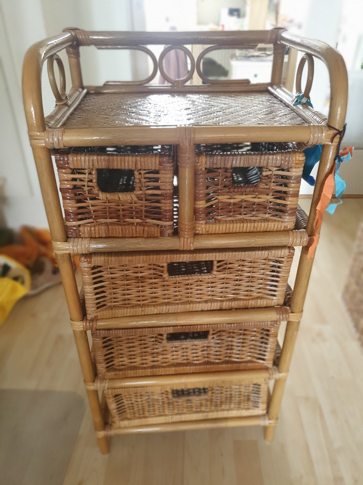 Rieten ladekast, Huis en Inrichting, Kasten | Ladekasten, Ophalen, 50 tot 100 cm, 3 of 4 laden, Minder dan 100 cm