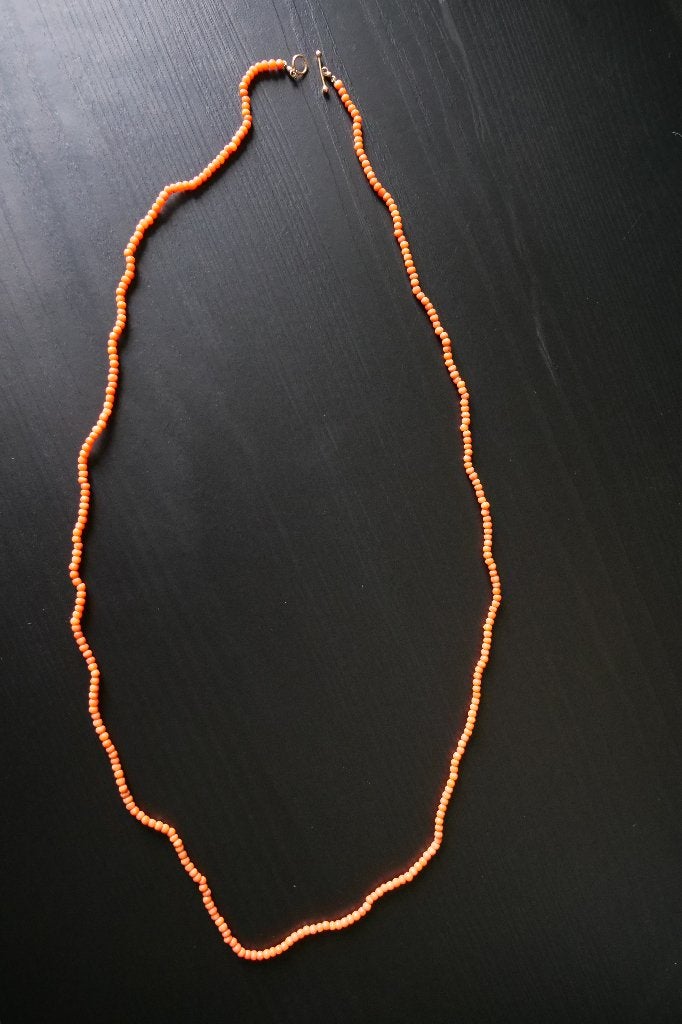 Bloedkoraal collier – 80 cm – gouden kapittelslot, Ophalen, Gebruikt, Oranje, Steen of Mineraal