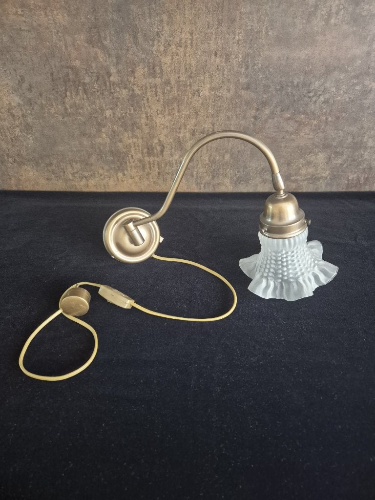 Vintage - Wandlamp - Booglamp - Herda – Kelkglas -*., Huis en Inrichting, Lampen | Wandlampen, Gebruikt, E14 (klein), Ophalen of Verzenden