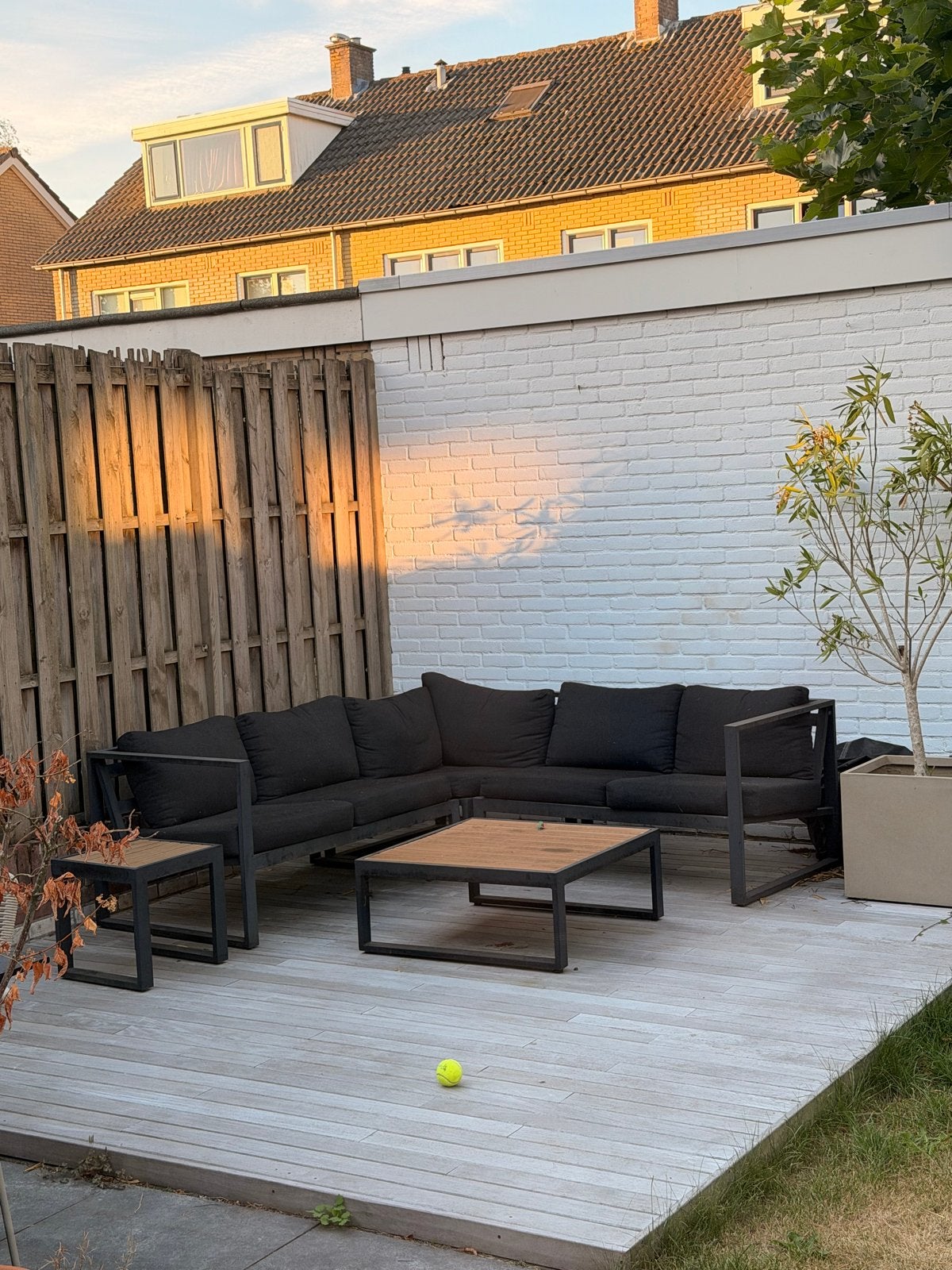 Moderne loungeset met salontafel en bijzettafel, Ophalen, 5 zitplaatsen, Gebruikt, Aluminium