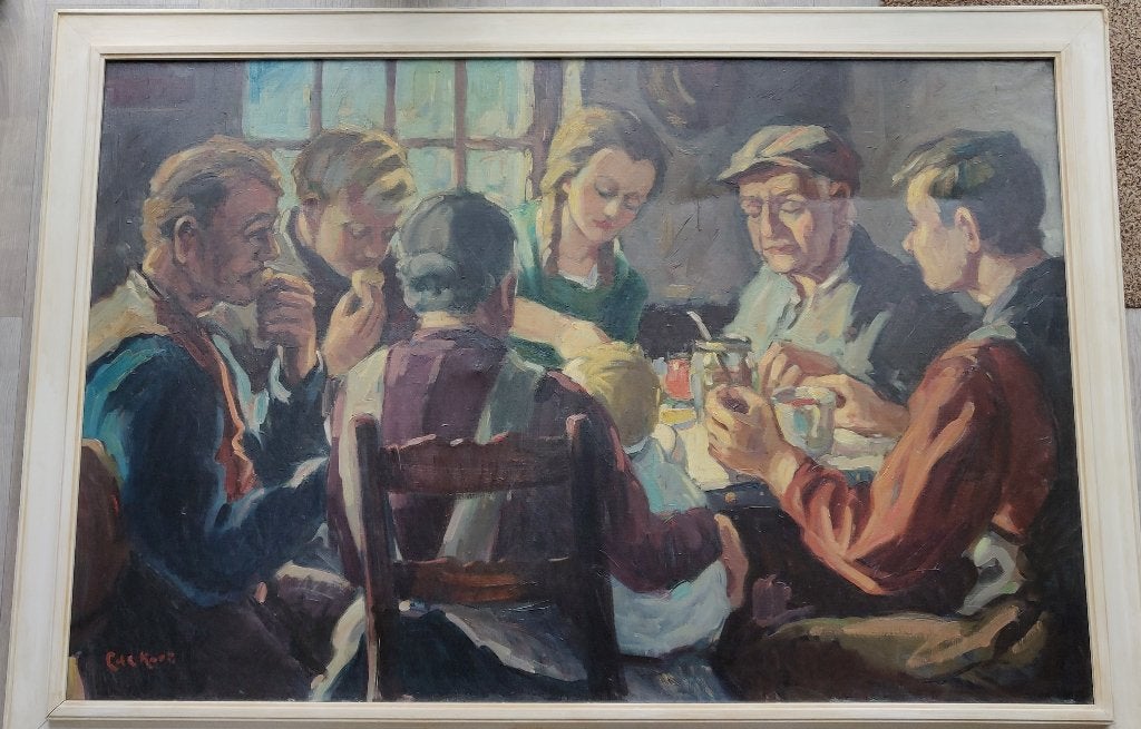 Schilderij de Aardappeleters uit Gilze, Antiek en Kunst, Kunst | Schilderijen | Klassiek, Ophalen, Doek, Portret of Personen, Realistisch