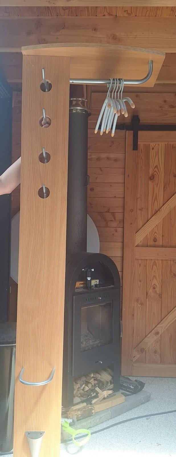 Houten staande kapstok met metalen haken, Gebruikt, Ophalen of Verzenden, Staande kapstok, 150 tot 200 cm