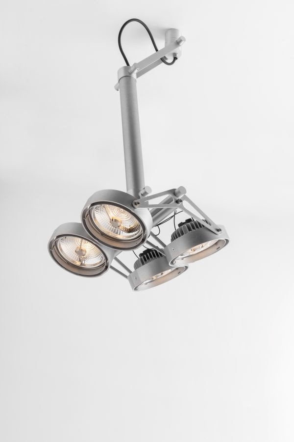 Modular | Nomad 4x | Plafondlamp | Designlamp | Baseflange, Huis en Inrichting, Lampen | Spots, Ophalen, Halogeen, Zo goed als nieuw