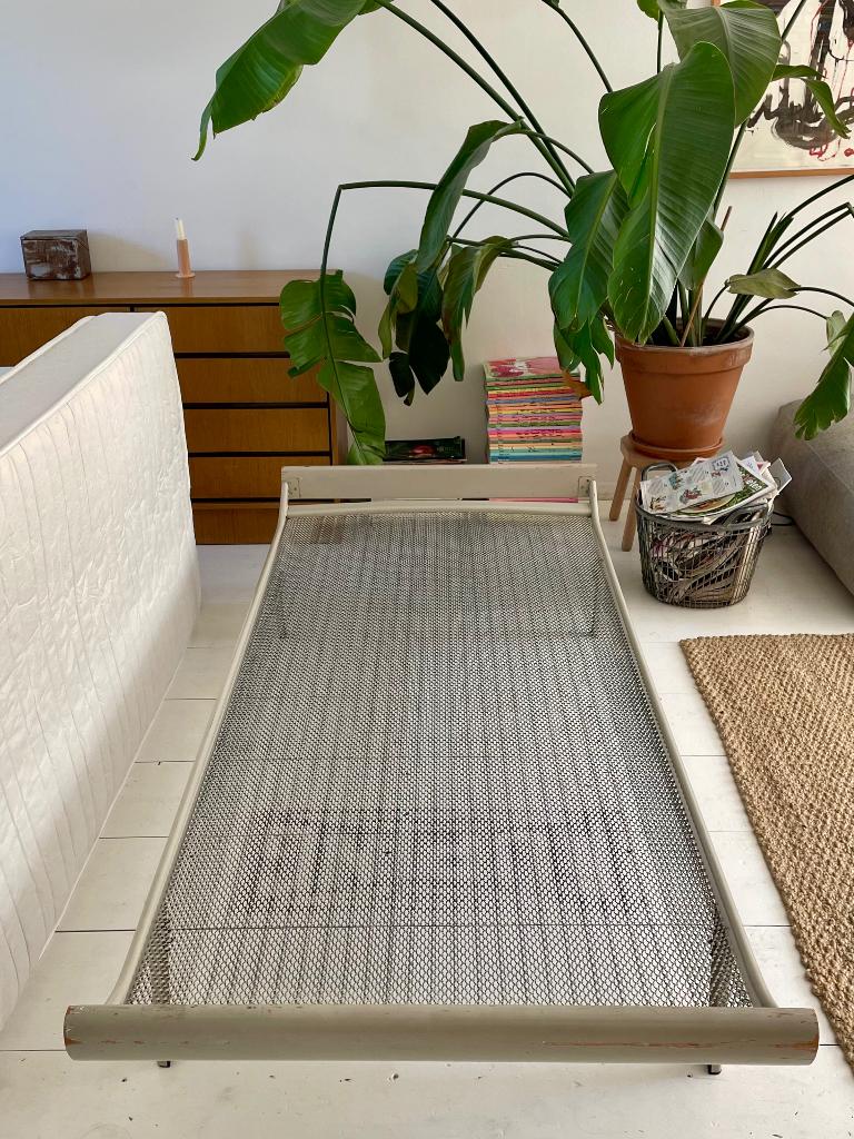 Auping 85x200 - vintage jaren ‘50 - hout - grijs - Cleopatra, Huis en Inrichting, Ophalen, Eenpersoons, 80 cm, 200 cm