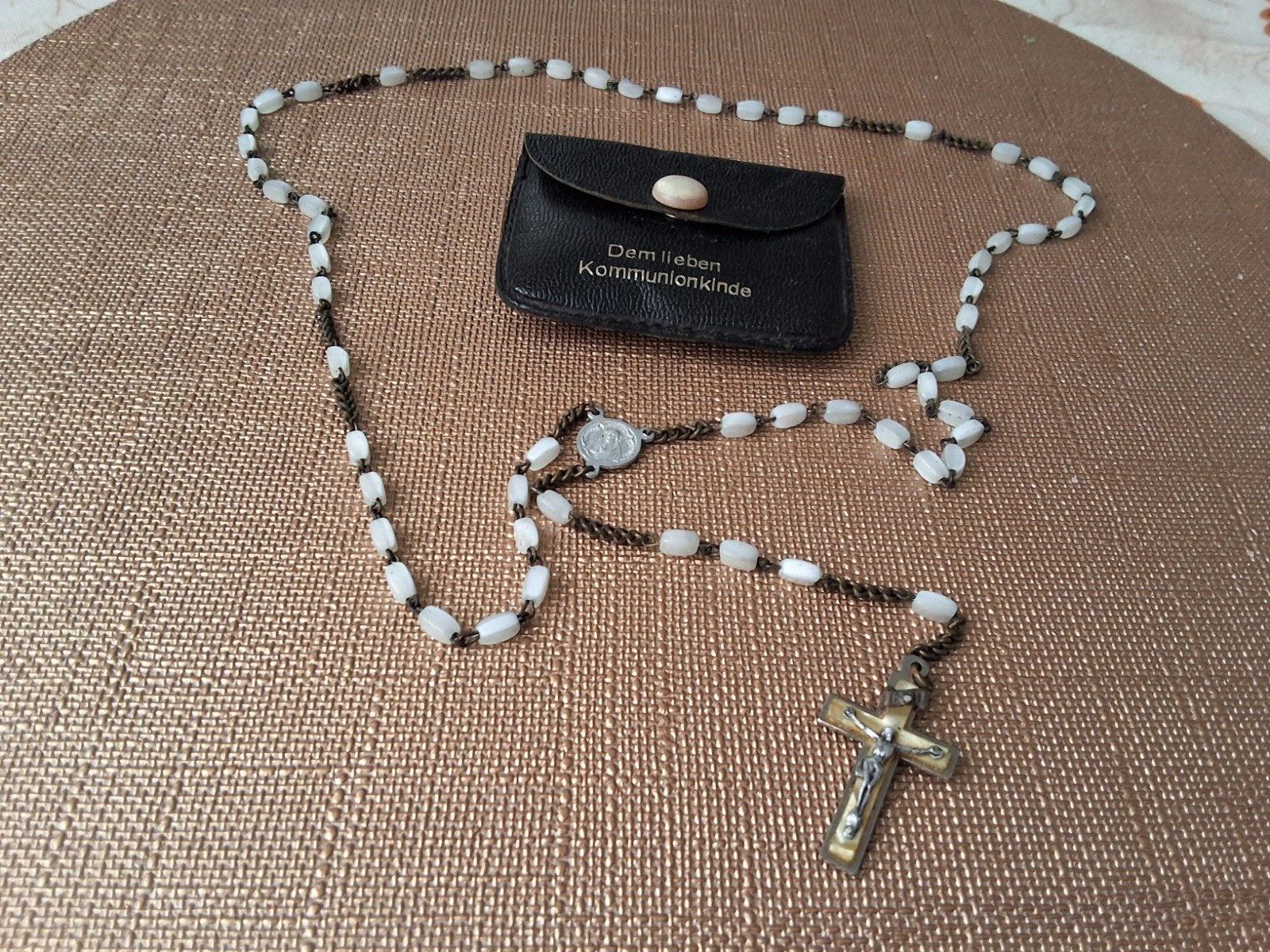 Rozenkrans met hoesje - Vintage, Antiek en Kunst, Antiek | Religie, Ophalen of Verzenden