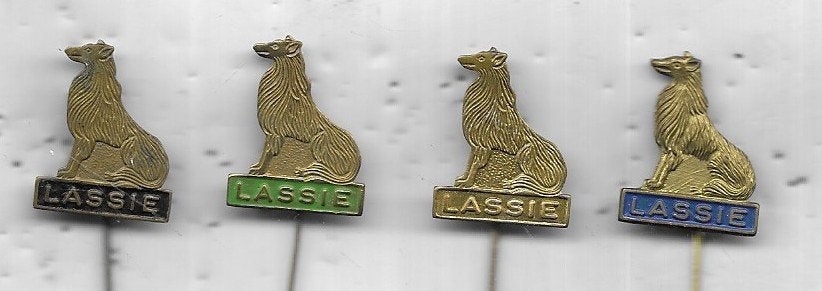 4 X LASSIE COLLIE HONDEN SPELDEN VERSCHILLENDE, Ophalen of Verzenden, Gebruikt, Dier of Natuur, Speldje of Pin