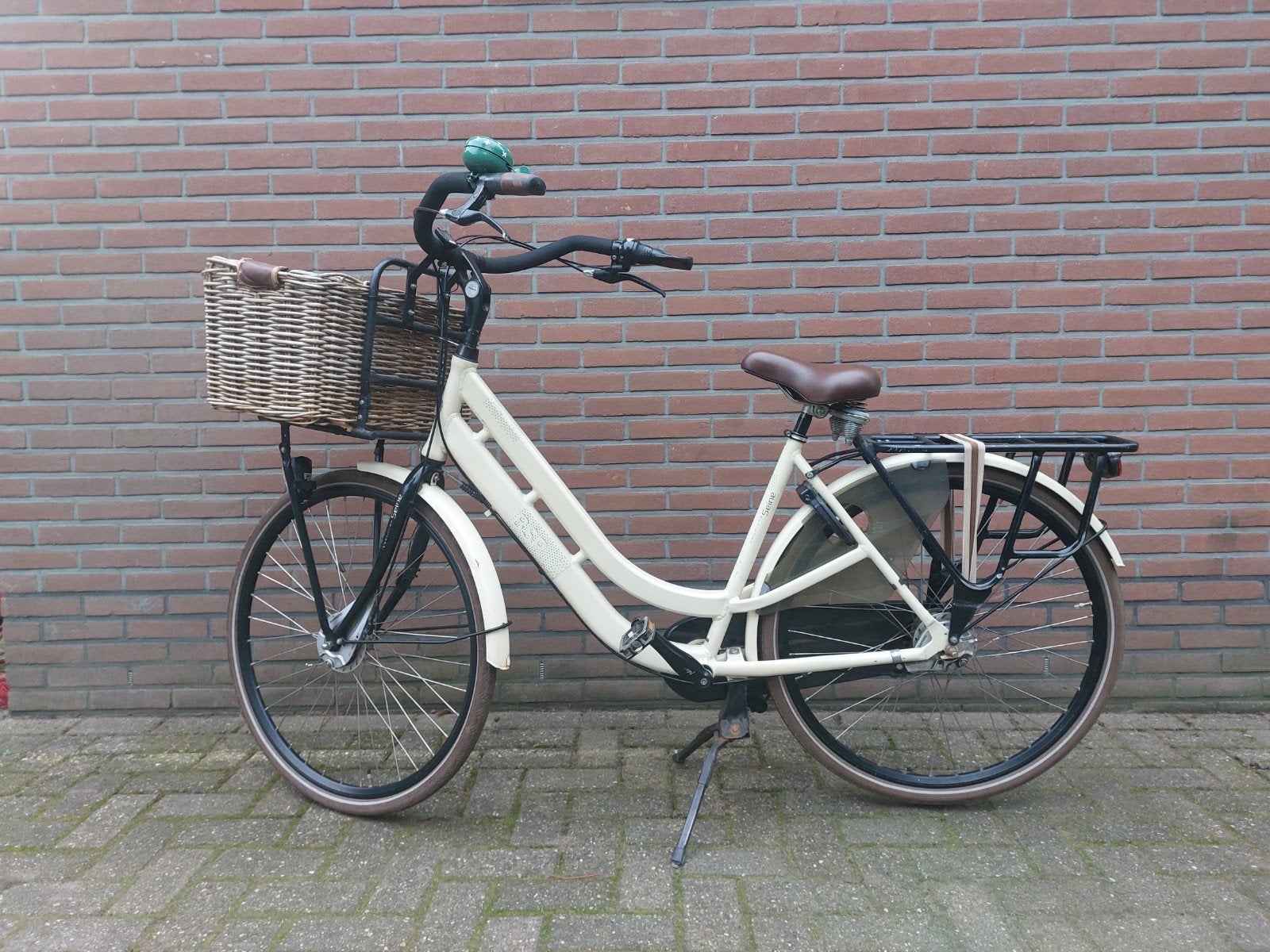 Crème moederfiets BSP Seine met mand, Gebruikt, Dubbele standaard, 0 zitjes, Ophalen