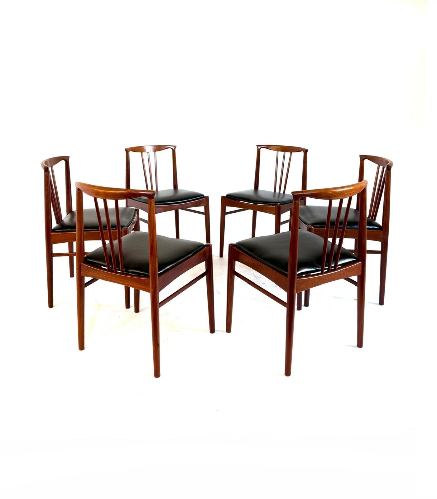 Set van 6 vintage Deense eetkamerstoelen ‘60, Huis en Inrichting, Stoelen, Hout, Vintage retro buisframe design rotan webbing papercord deens