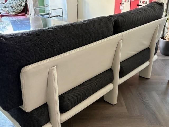 Designer 2 zitsbank in leer en wol, Ophalen, Gebruikt, 150 tot 200 cm, Tweepersoons