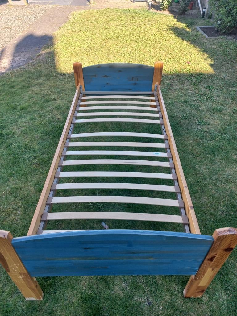 Grenen eenpersoonsbed met lattenbodem, Ophalen, Gebruikt, 90 cm, Eenpersoons