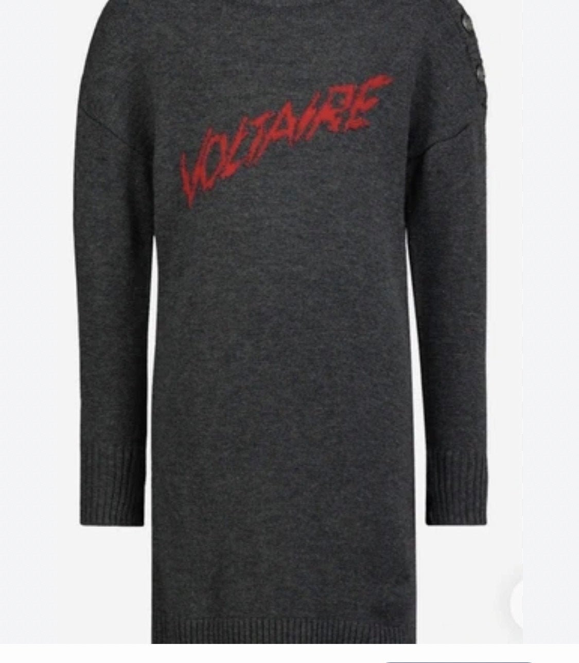 Zadig & Voltaire trui jurk met 'Voltaire' print, Kleding | Dames, Ophalen of Verzenden, Zo goed als nieuw, Maat 36 (S), Grijs