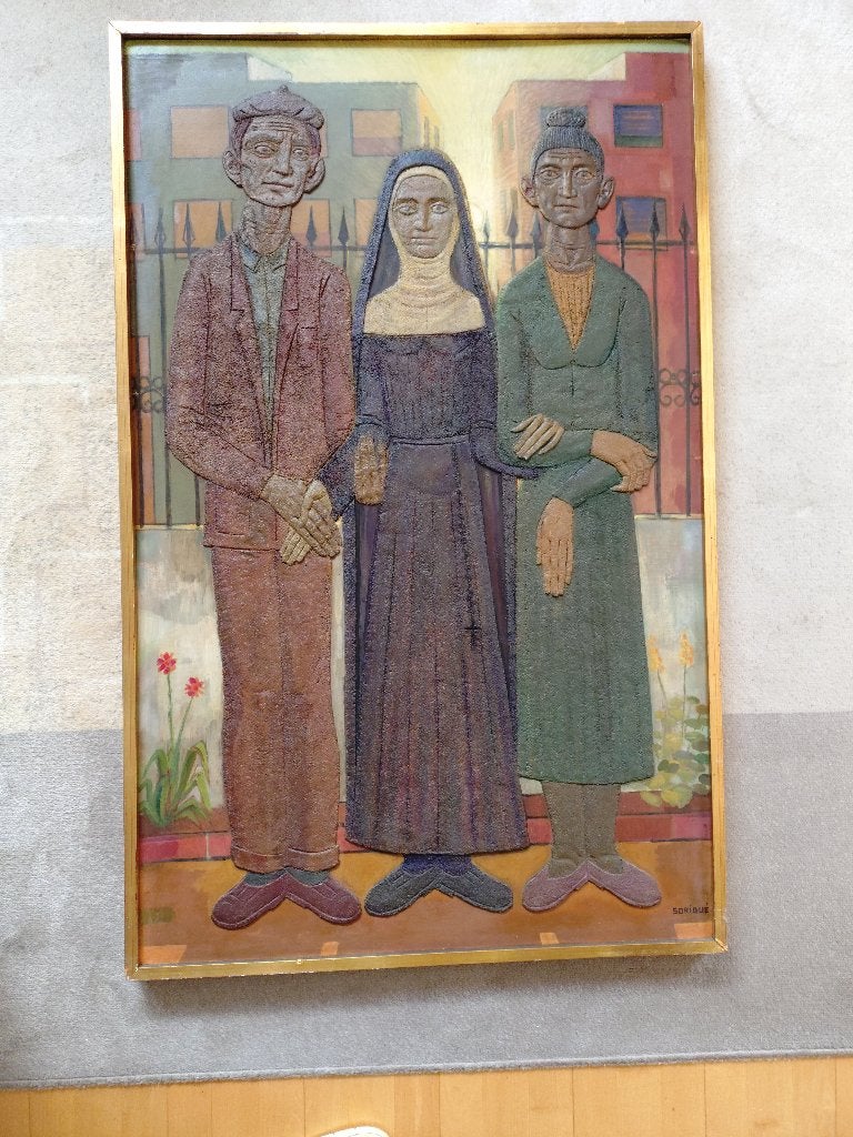 = gesigneerd = == de visite van een non == 130 x 90 cm ==, Ophalen
