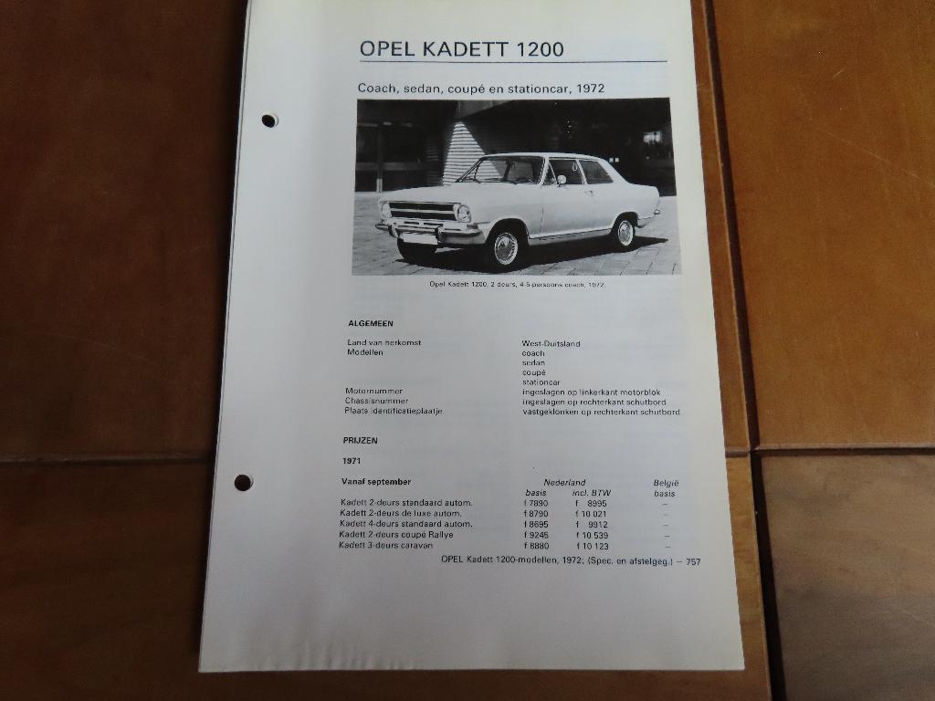 Vraagbaak Opel Kadett B 1200 af 1972 specs + afstelling, Auto diversen, Handleidingen en Instructieboekjes, Ophalen of Verzenden