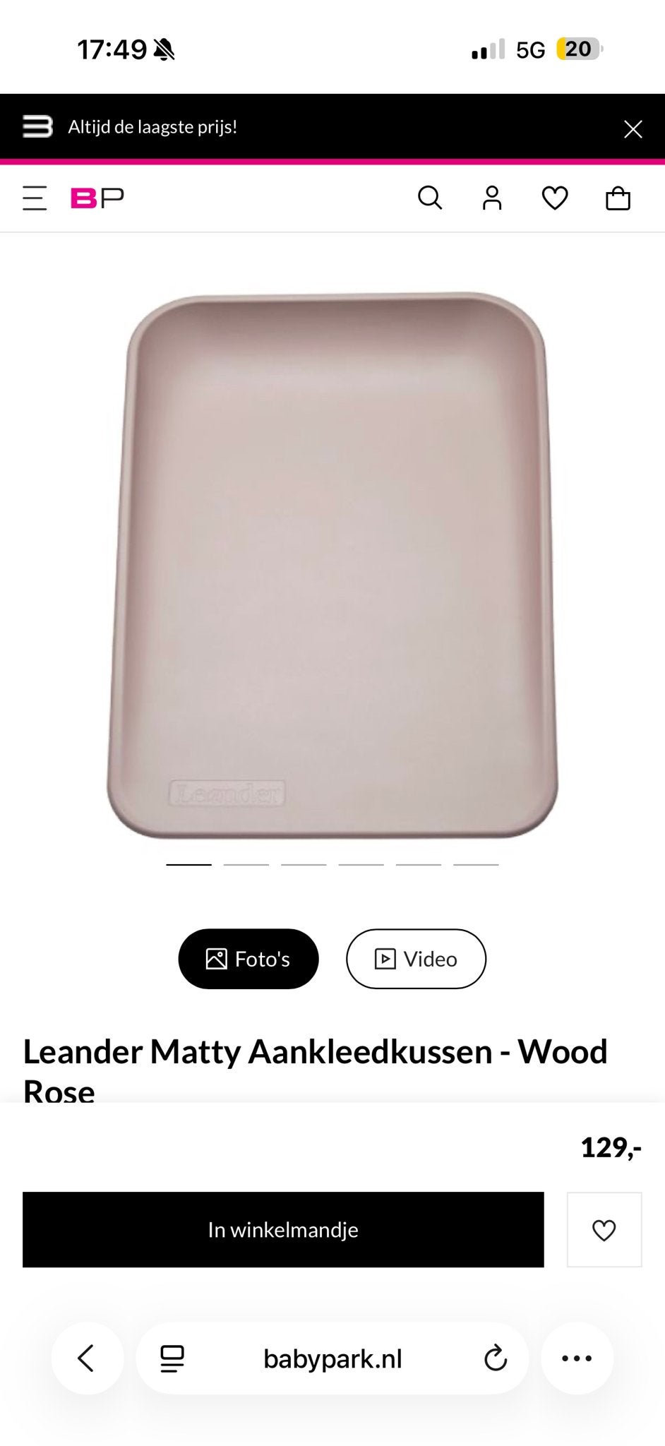 Leander Matty Aankleedkussen - Wood Rose zo goed als nieuw, Kinderen en Baby's, Ophalen of Verzenden, Zo goed als nieuw