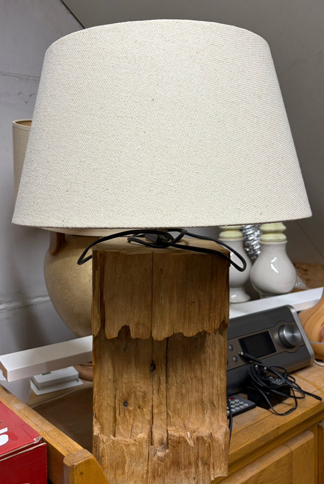Mooie houten lamp, Ophalen, Zo goed als nieuw