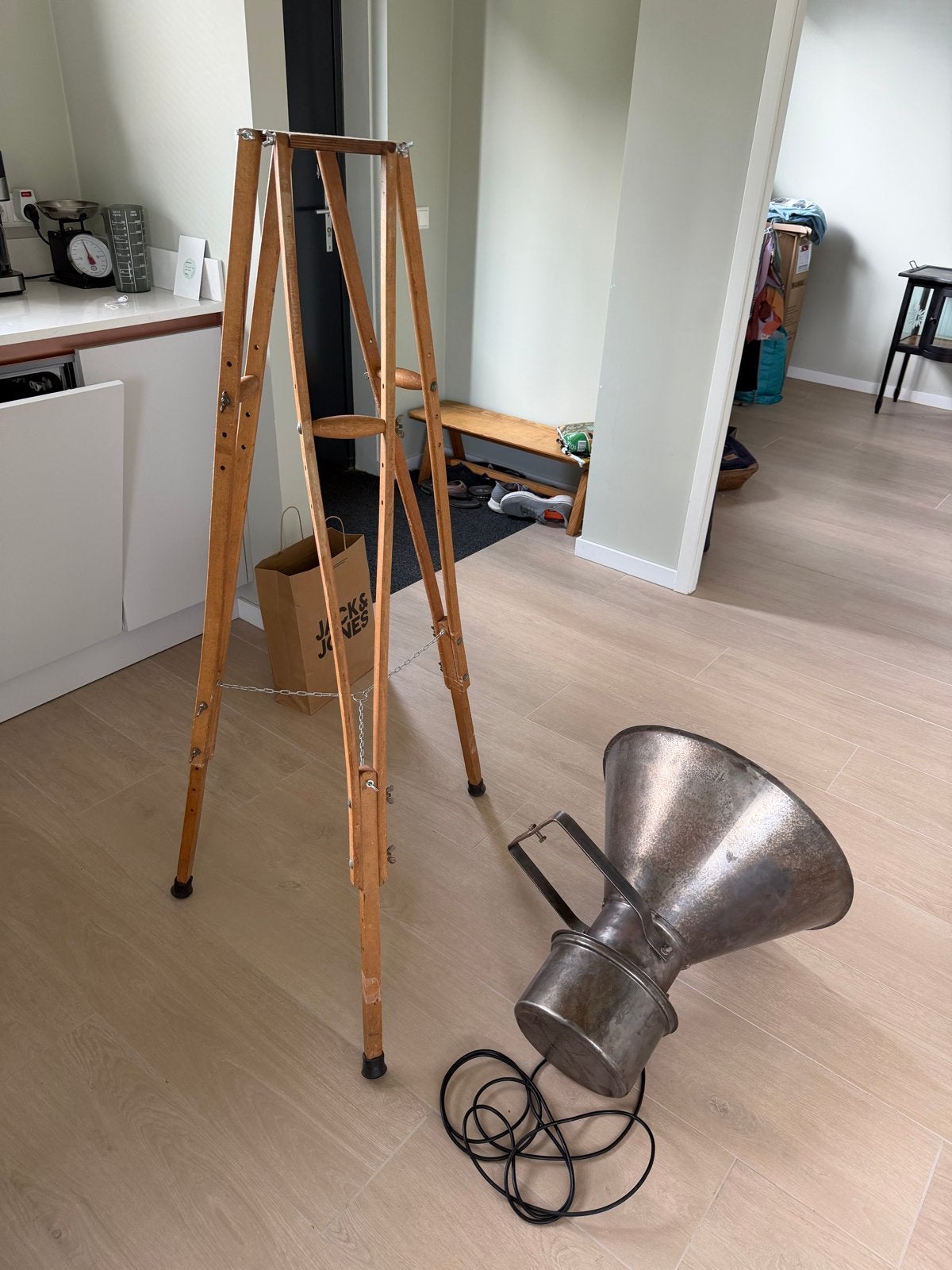 Vintage statief met lampenkap - Unieke decoratie, Antiek en Kunst, Ophalen