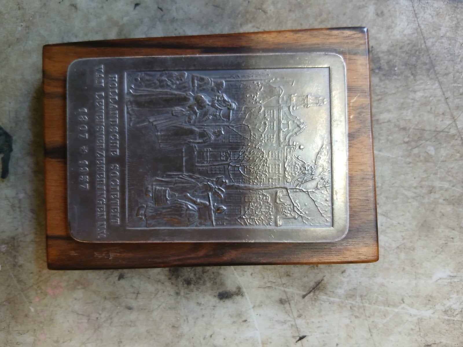 Historische plaquette Hollandse Societeit 1807-1957, Ophalen of Verzenden