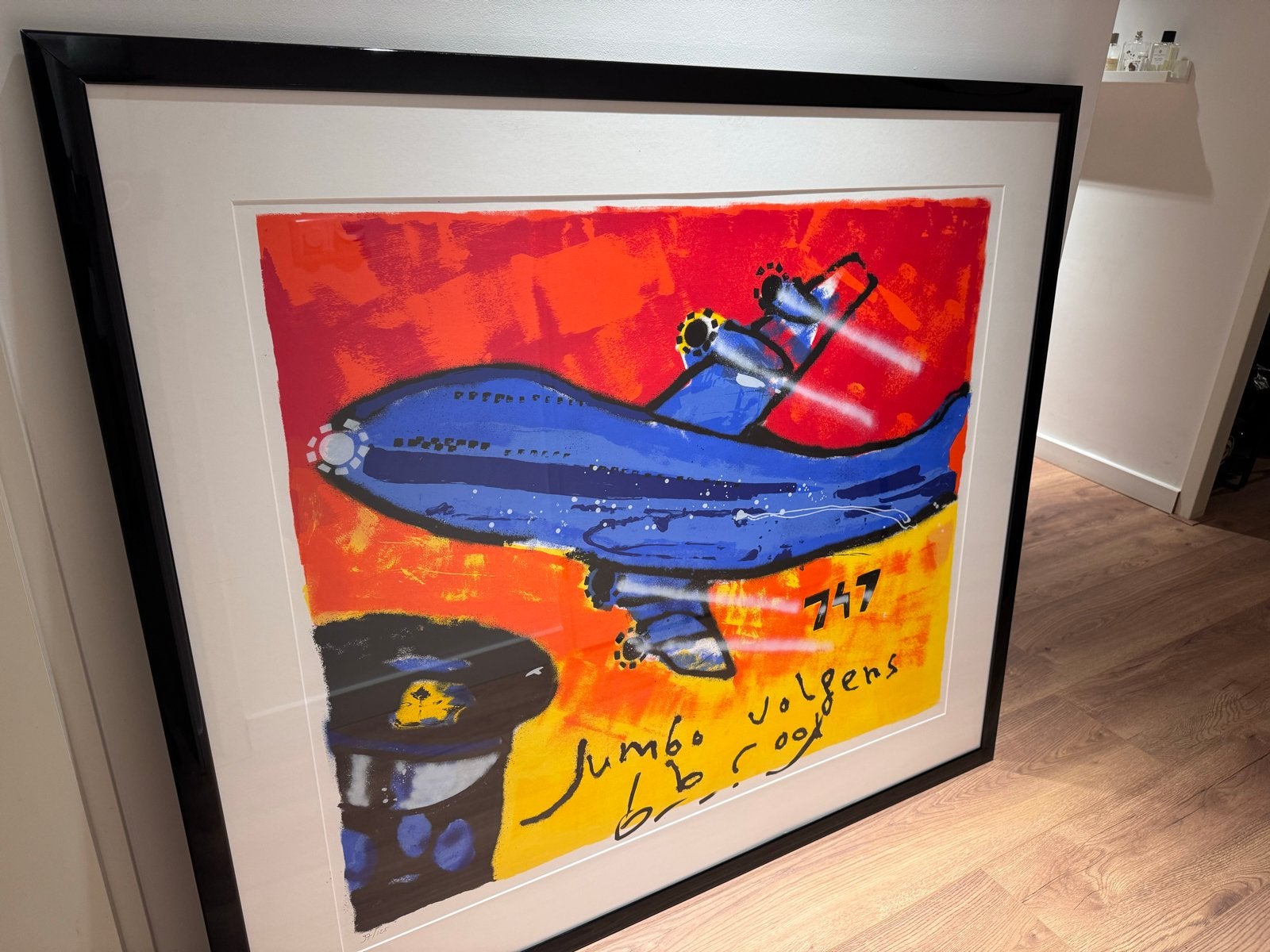 Herman Brood – Boeing 747 (Jumbo) originele zeefdruk 97/125, Antiek en Kunst, Gelimiteerde oplage, Ophalen, Zeefdruk