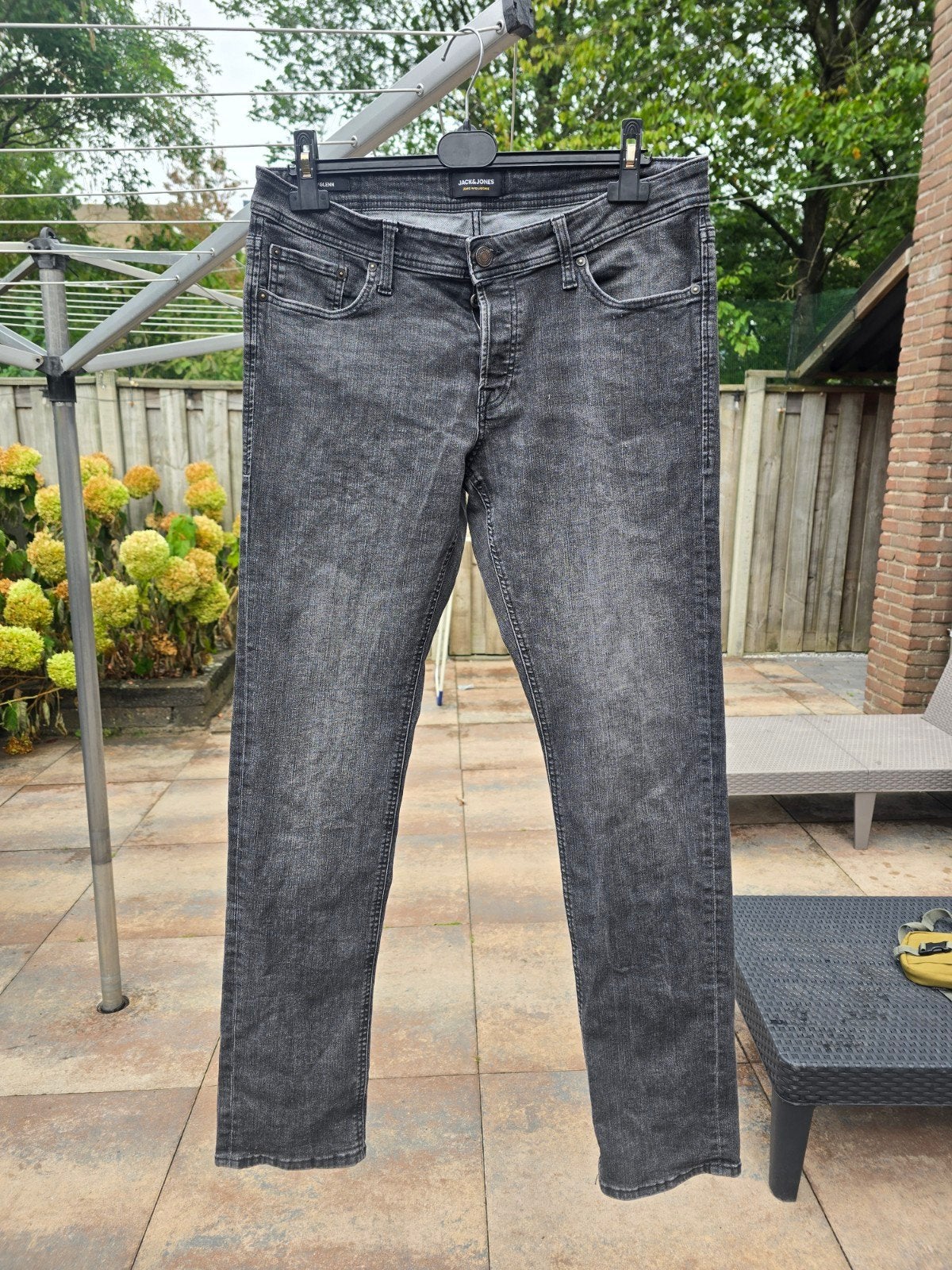 Jack & Jones grijze stoere spijkerbroek Glenn 34 34, Ophalen of Verzenden, Zo goed als nieuw, Grijs, Jack & Jones