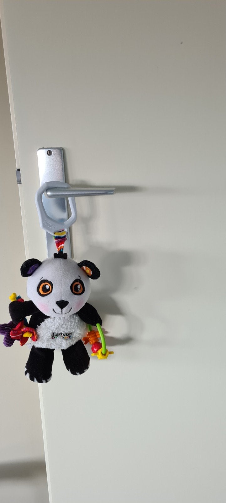 Lamaze Panda Wagenhanger - Zwart/Wit met Rammelaar, Verzenden, Zo goed als nieuw, Rammelaar, Met geluid