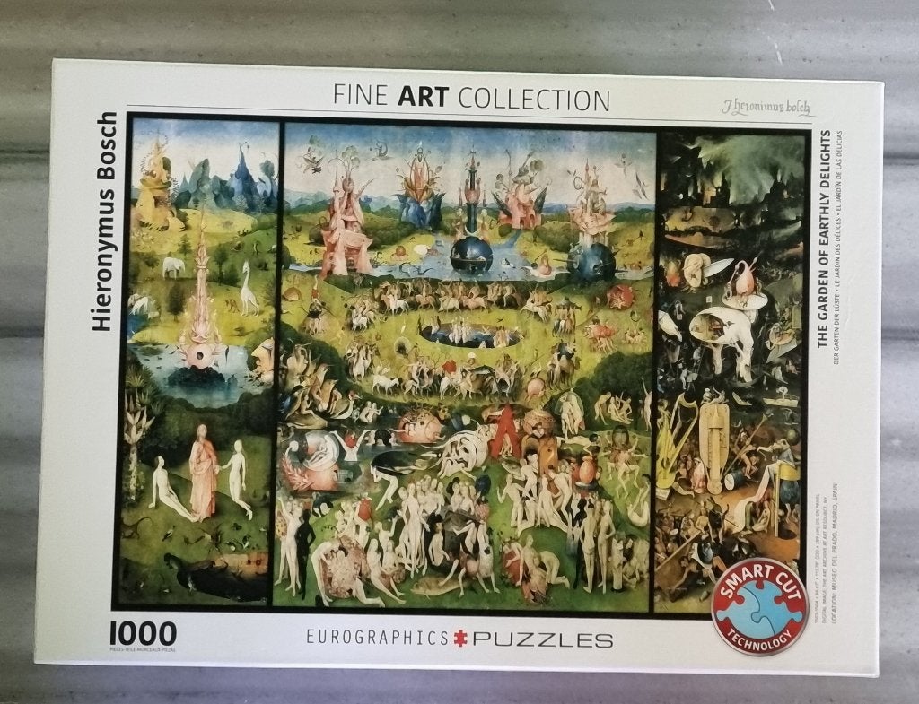 Eurografics Jeroen Bosch Tuin der lusten puzzel, Ophalen of Verzenden, 500 t/m 1500 stukjes, Zo goed als nieuw, Legpuzzel