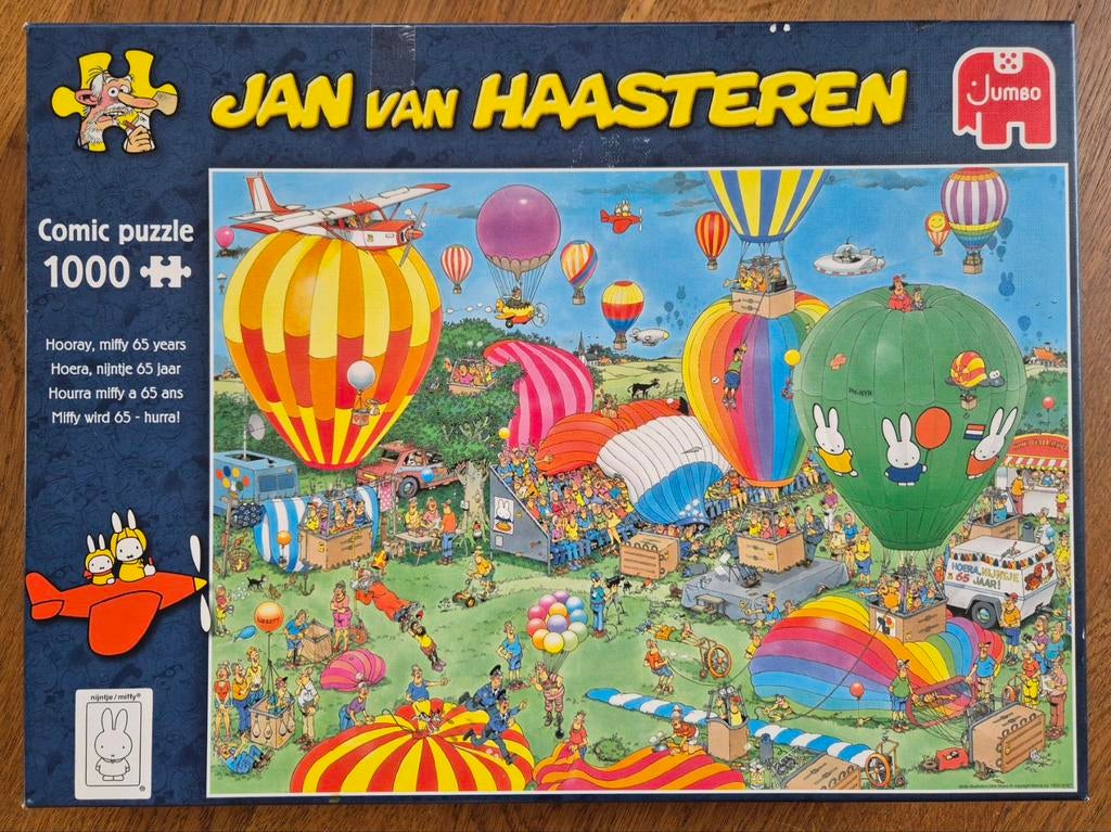 Jan van Haasteren puzzel 1000 stukjes:Hoera, nijntje 65 jaar, Ophalen, 500 t/m 1500 stukjes, Zo goed als nieuw