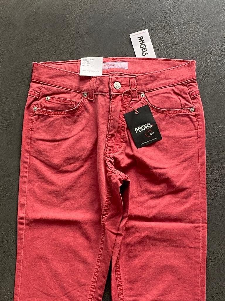 H191 Nieuw: Angels Cici 36=S broek rood jeans spijkerbroek, Overige kleuren, Nieuw, Ophalen of Verzenden, W28 - W29 (confectie 36)