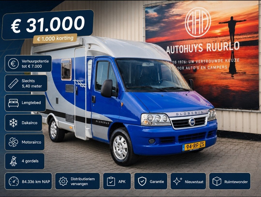 Dethleffs GLOBEBUS 2Verhuurpotentie tot €7.000 p/j 4PERS., Caravans en Kamperen, Ringverwarming, Info@autohuysruurlo.nl, Airconditioning