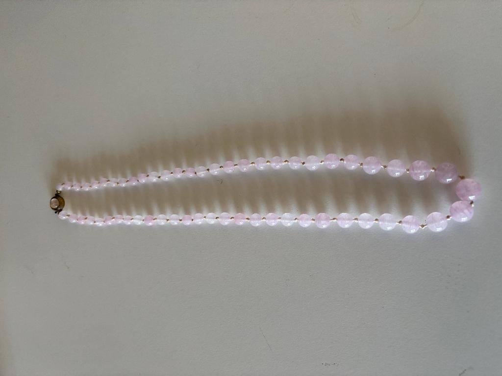 Rozenkwarts ketting, Overige materialen, Ophalen of Verzenden, Zo goed als nieuw, Roze