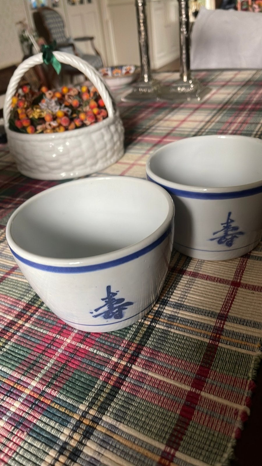 Set van 2 Aziatische kommen met blauw decor 12cm, Ophalen of Verzenden