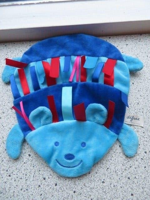 Knuffeldoek knisperdoek Egel egeltje van Difrax blauw met, Overige typen, Blauw, Ophalen of Verzenden, Zo goed als nieuw
