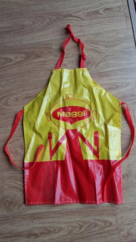 Maggi reclame schort kinderen verzamelen oranje geel topkond, Huis en Inrichting, Ophalen of Verzenden, Zo goed als nieuw, Geel