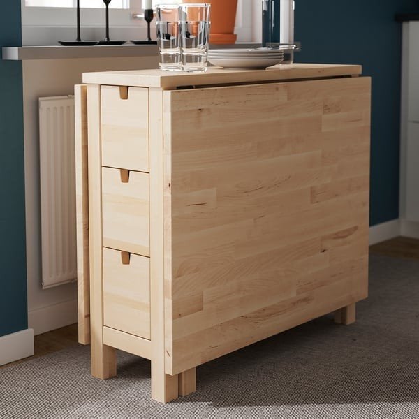 IKEA Inklapbare Eettafel met Lades - Ruimtebesparend, Huis en Inrichting, Ophalen, Gebruikt, 100 tot 150 cm, 50 tot 100 cm