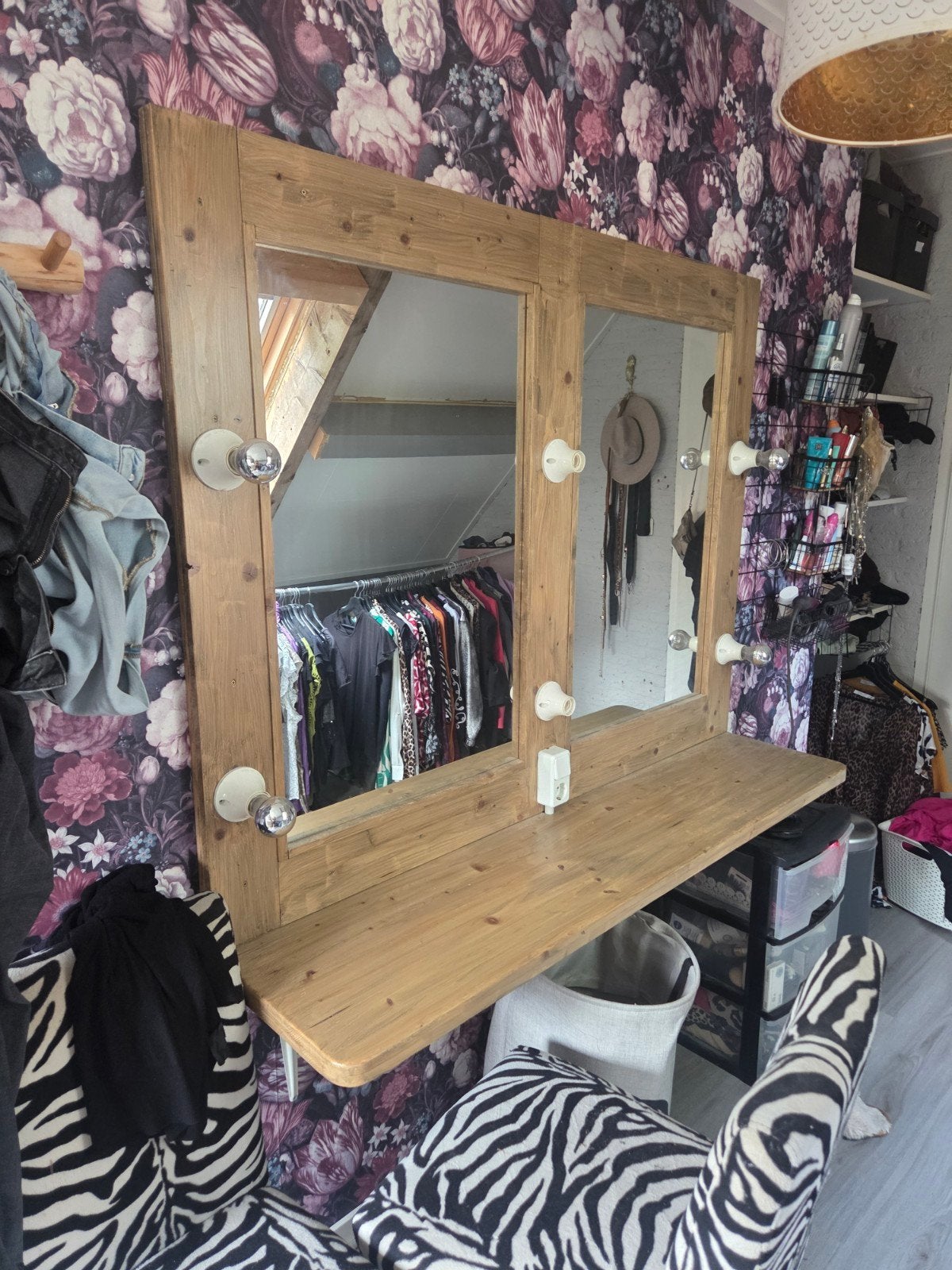 Make-up tafel met spiegel en verlichting, Ophalen, Gebruikt, 100 tot 150 cm, 150 tot 200 cm