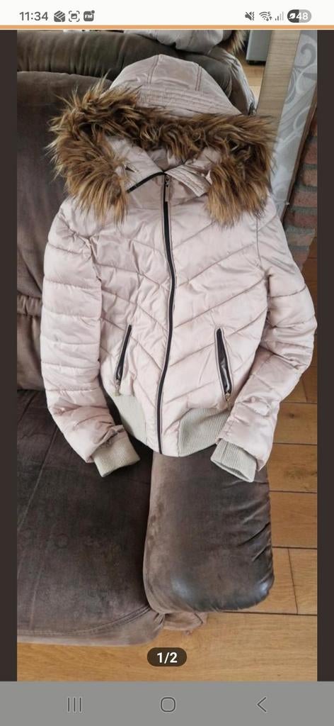 Dames winterjas maat m, Ophalen of Verzenden, Zo goed als nieuw, Maat 38/40 (M), Beige