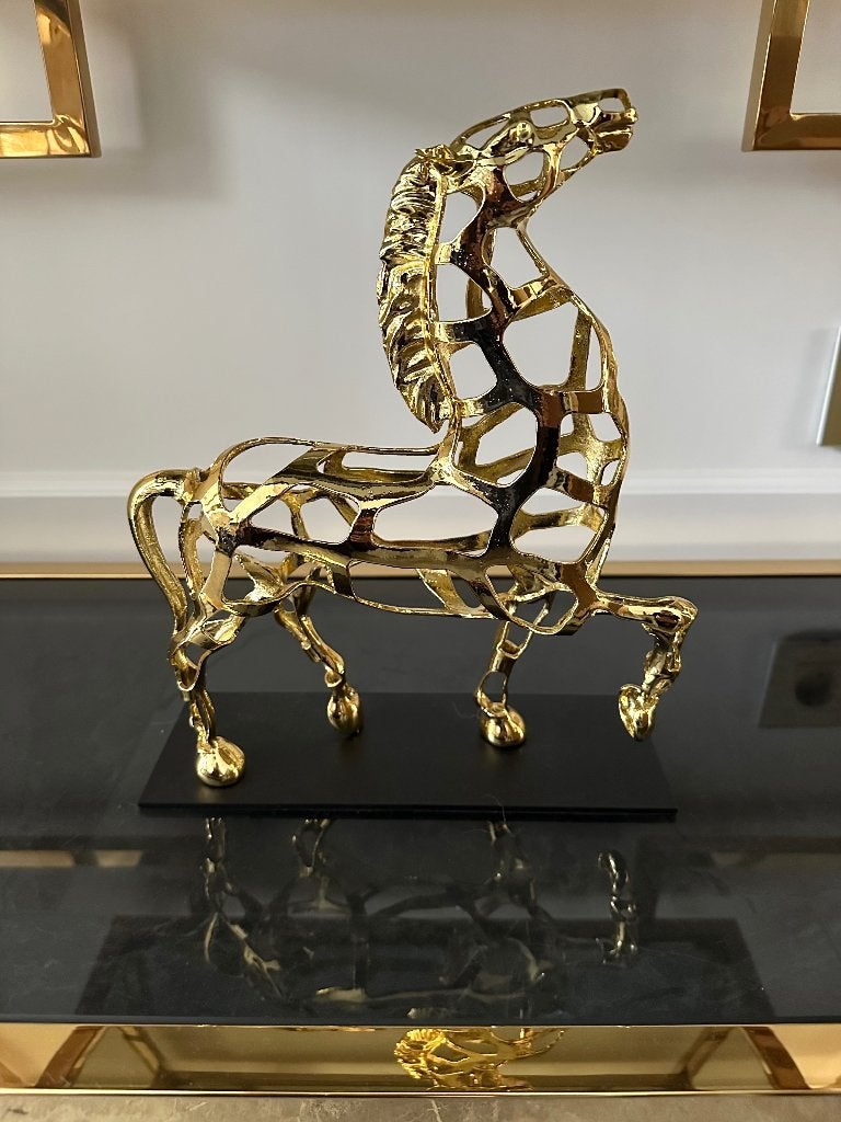 Paarden beeld goud decoratie, Ophalen of Verzenden, Zo goed als nieuw, Dier