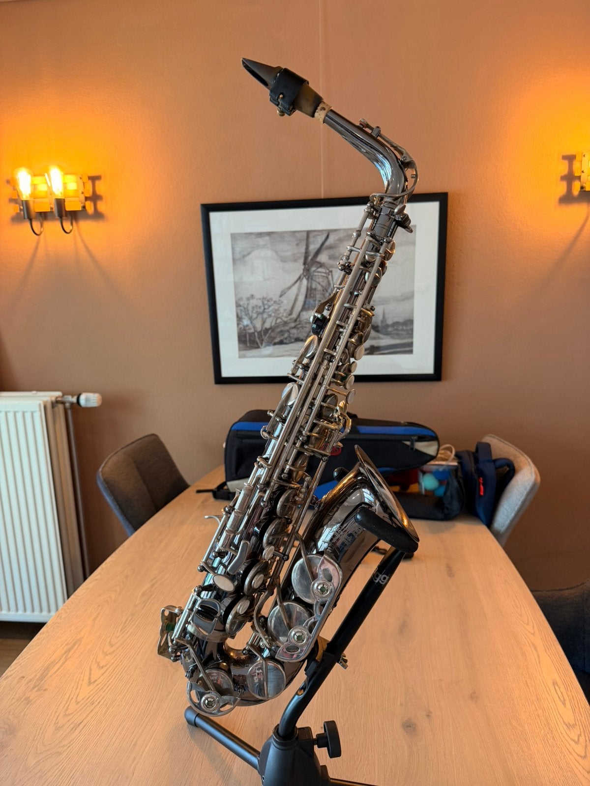Alt-Sax New-York Symfonic zilverkleurig, Muziek en Instrumenten, Ophalen, Gebruikt, Alt, Met koffer