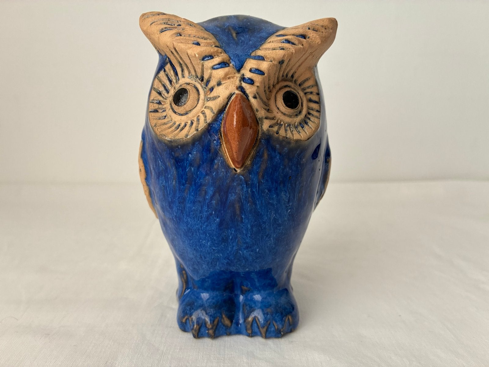 Keramische Uil Decoratie - Blauw met Aardetinten, Gebruikt, Blauw, Ophalen of Verzenden, Landelijk