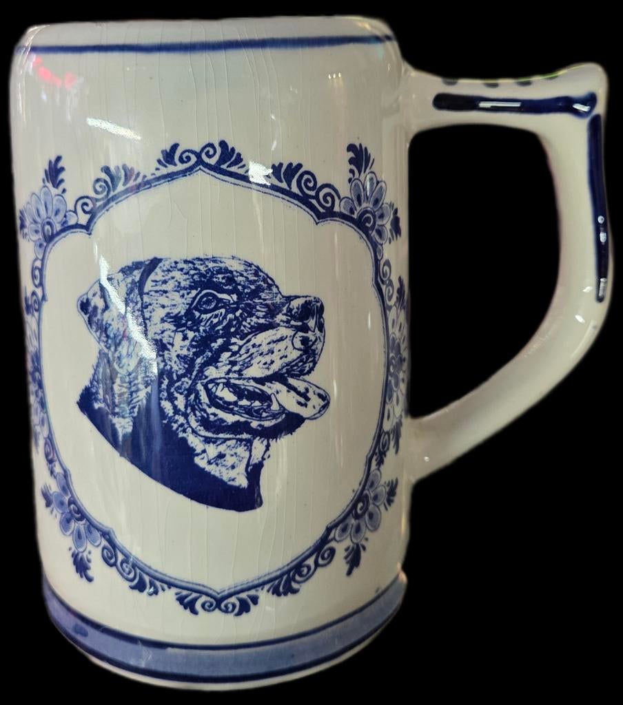 Delfts Blauwe Beker met Hond - Uniek Design, Ophalen of Verzenden
