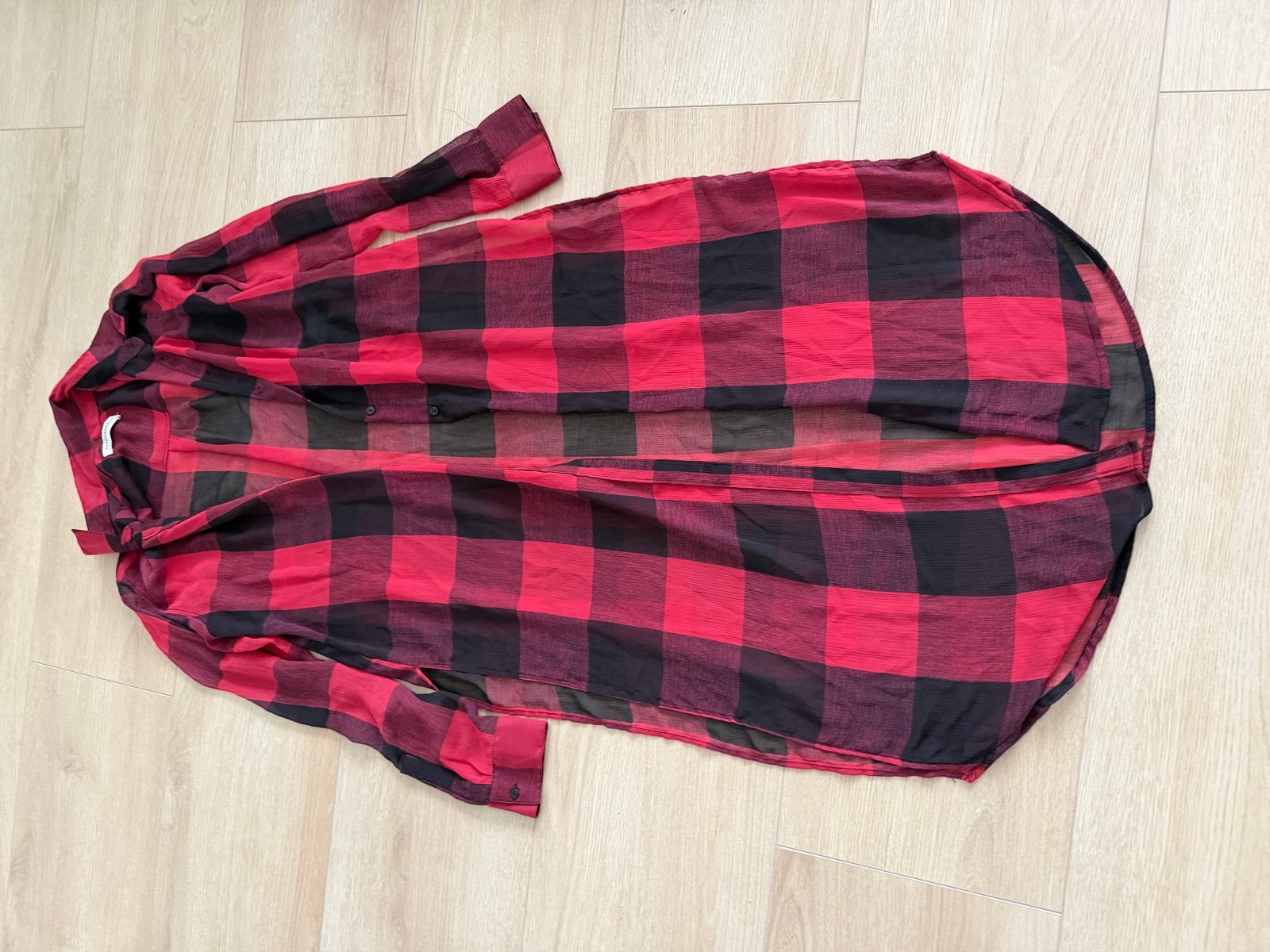 Zara Woman Geruite Blouse Rood Zwart maat s, Ophalen of Verzenden, Zo goed als nieuw, Maat 36 (S), Rood
