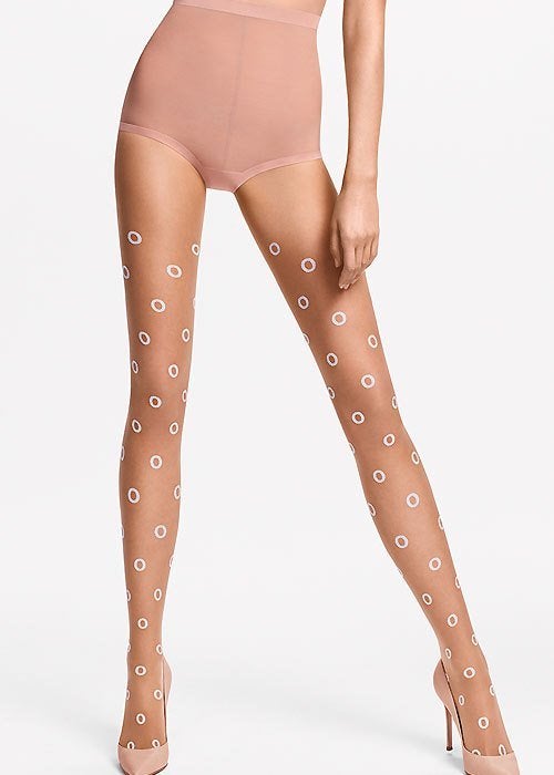 2x Wolford Miley panty's, Small, Gobi/Black, 15 Denier, Maat 36/38 (S), Beige, Nieuw, Ophalen of Verzenden