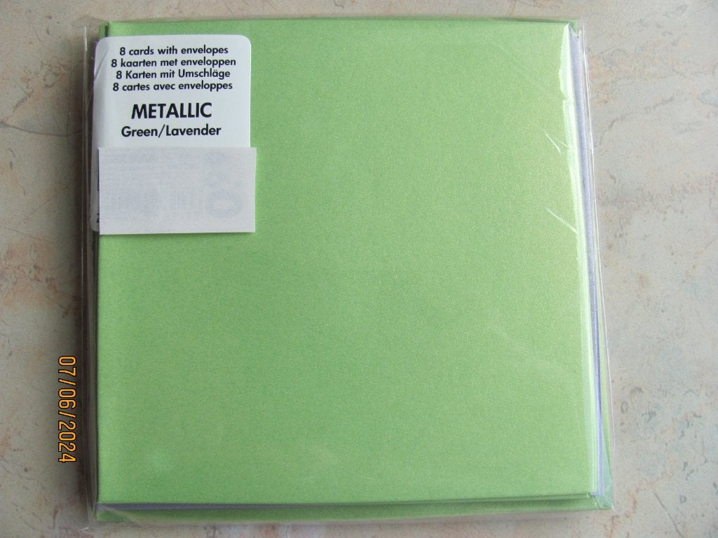 NIEUW 8 x dubbele KAARTEN papier ENVELOP vierkant METALLIC, Ophalen of Verzenden, Nieuw, Overige thema's, Overige typen