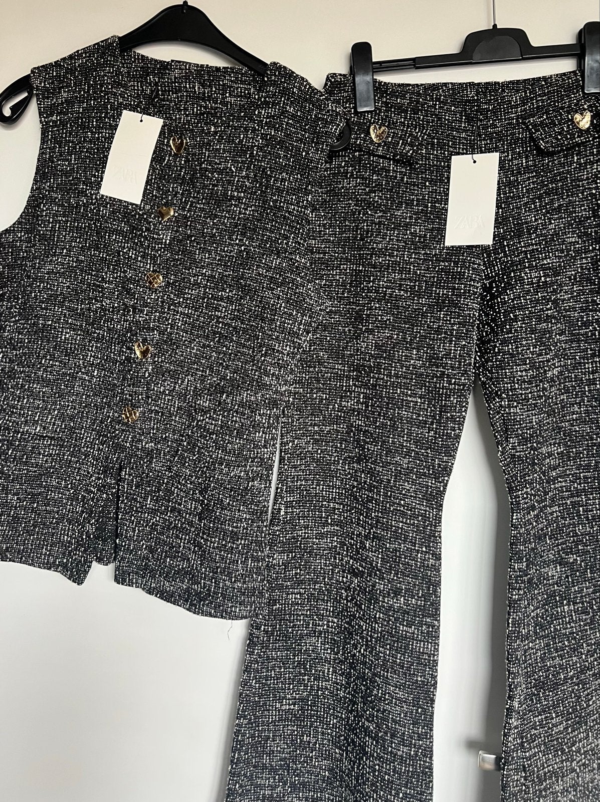 Prachtige Zara tweed set:, Zwart, Maat 42/44 (L), Nieuw, Ophalen of Verzenden
