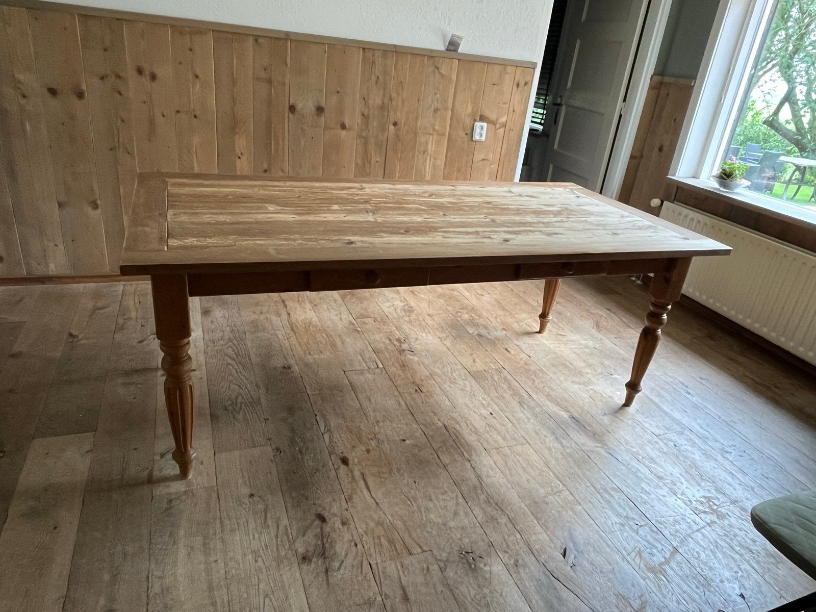 Houten eettafel met lades, Huis en Inrichting, Tafels | Eettafels, Gebruikt, 50 tot 100 cm, 150 tot 200 cm, Vijf personen of meer