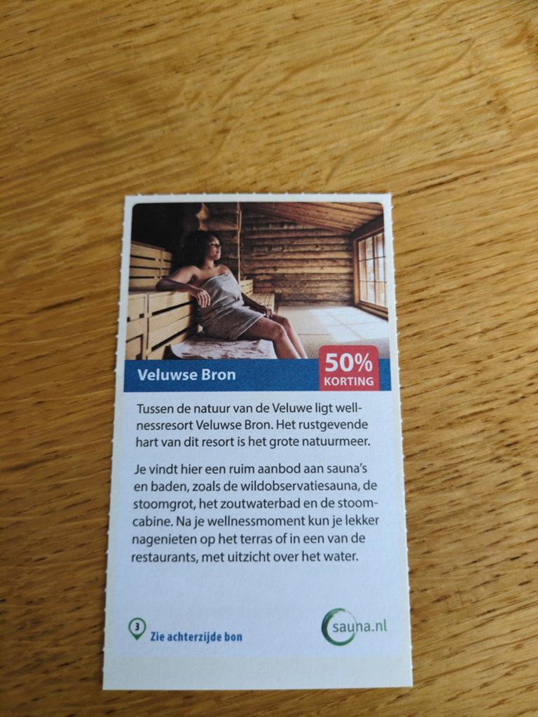 Kortingsbon voor Veluwse Bron, 50 %, Drie personen of meer, Kortingsbon, Spa of Sauna