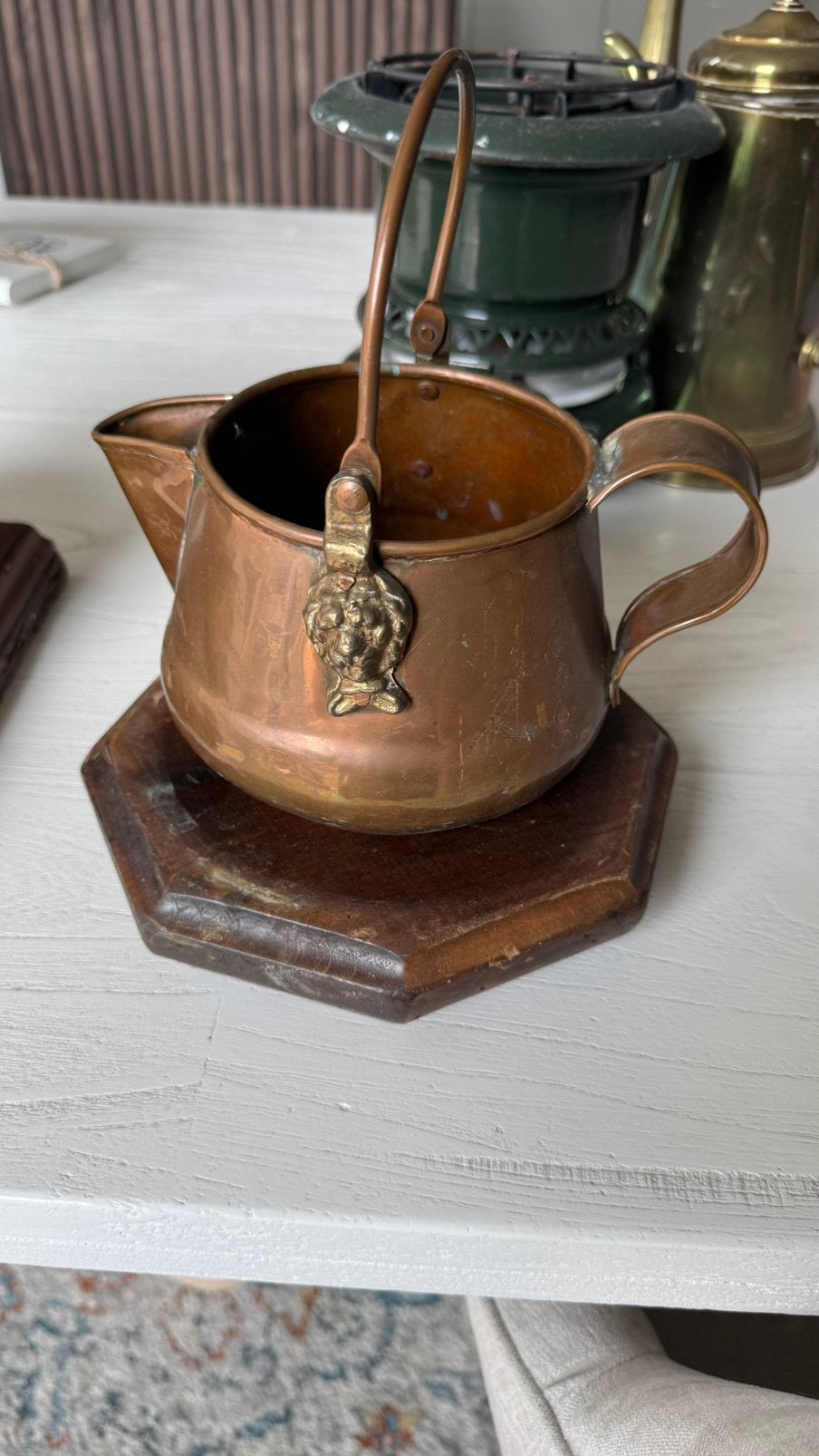 Koperen pannetje met houten paneel, Antiek en Kunst, Antiek | Koper en Brons, Ophalen of Verzenden
