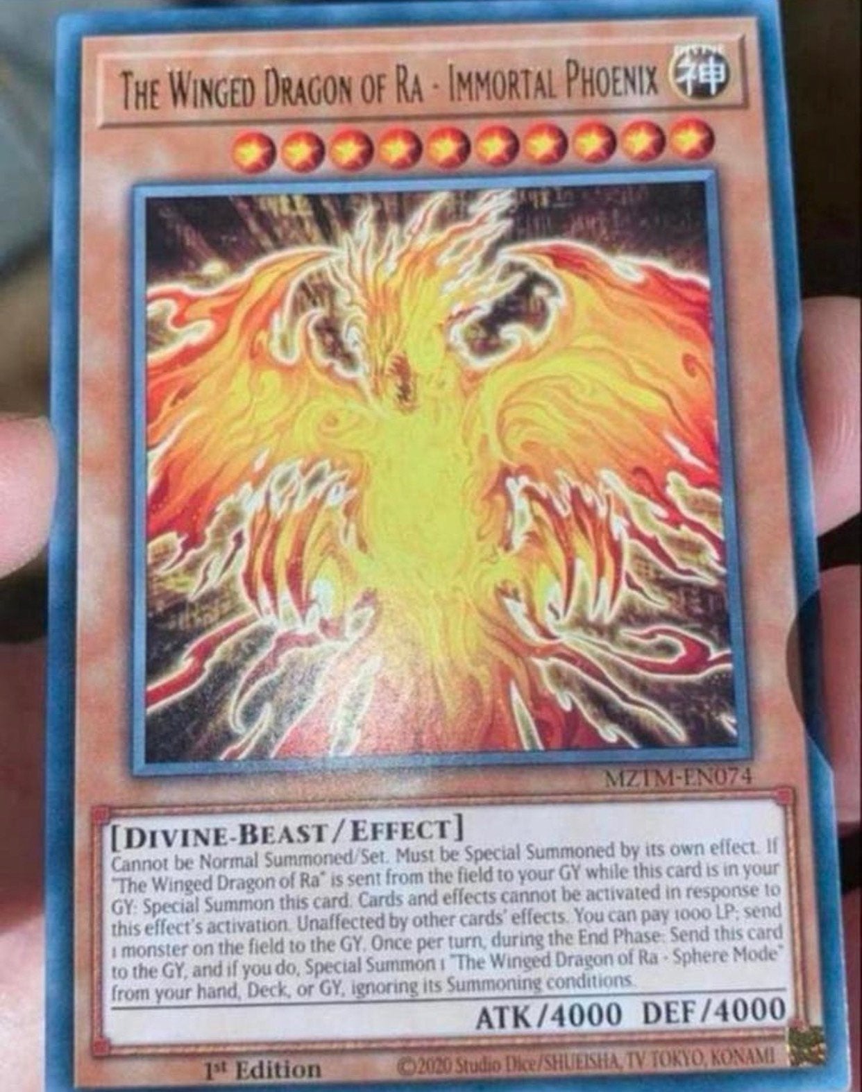 Yu-Gi-Oh! The Winged Dragon of Ra Immortal Phoenix MZTM !, Ophalen of Verzenden, Zo goed als nieuw, Losse kaart